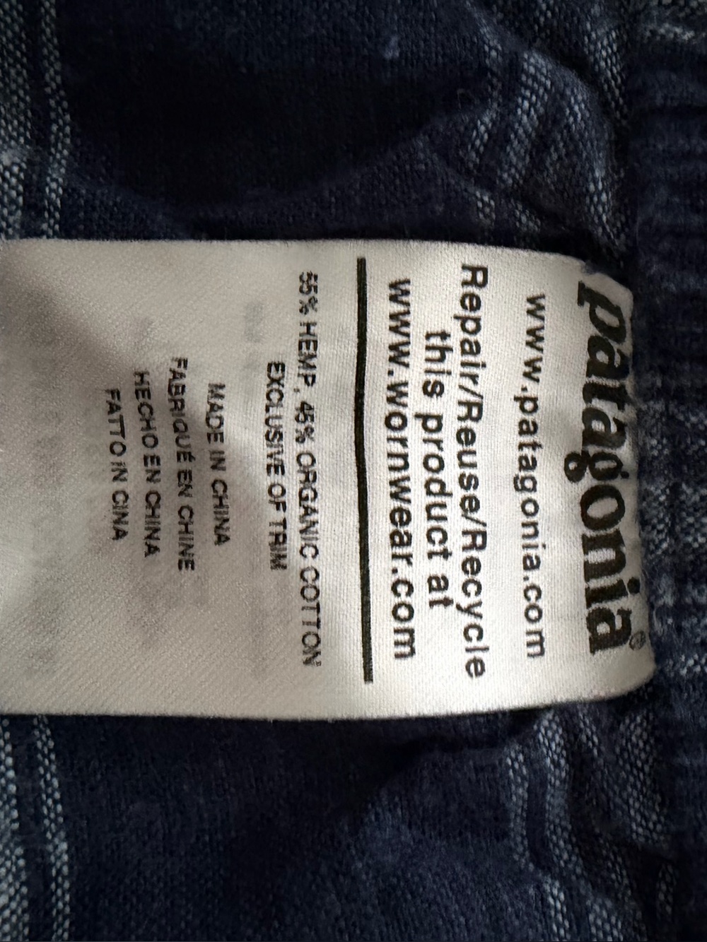 Patagonia Island Hemp Baggies Navy and Light Blue Striped Shorts S Gorpcore - Picture 5 of 7